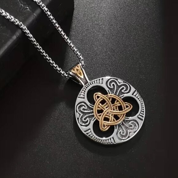 Celtic Knot Two Tone Pendant and Necklace #1163 - Picture 6 of 6